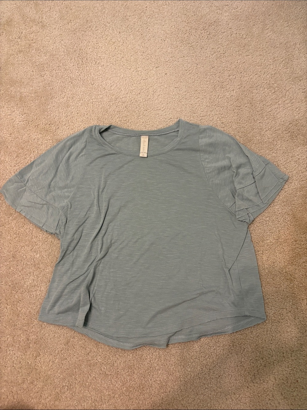 Altar'd State Pale Blue Short Sleeve Ruffle Tee